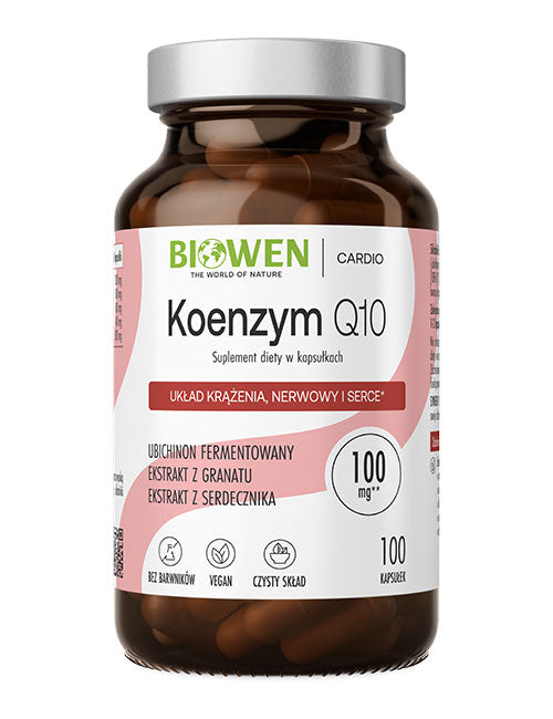 Koenzym Q10 Biowen 100 mg w kapsułkach – suplement diety na białym tle