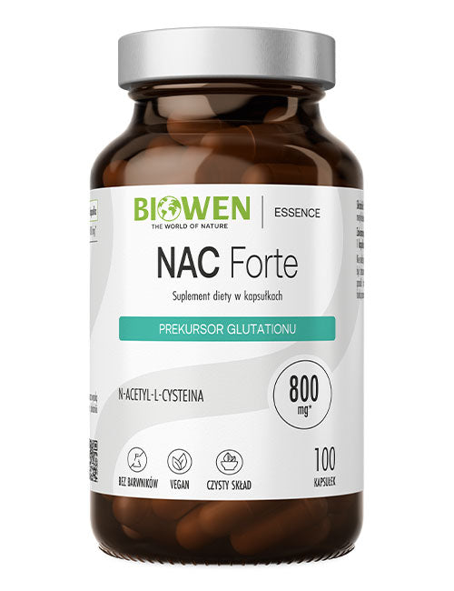 Suplement diety NAC Forte Biowen – 800 mg N-acetylocysteiny, 100 kapsułek wegańskich.