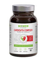 Słoiczek Biowen Cardiovita Complex+ 90 kapsułek z etykietą informującą o wsparciu układu sercowo-naczyniowego.