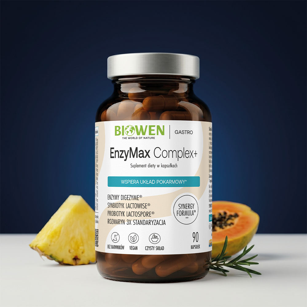 EnzyMax Complex+ Biowen – suplement diety w kapsułkach z enzymami trawiennymi, probiotykami i rozmarynem
