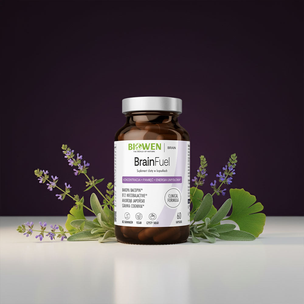 BrainFuel Biowen 60 kapsułek z liśćmi bakopy, szałwii i miłorzębu u podstawy