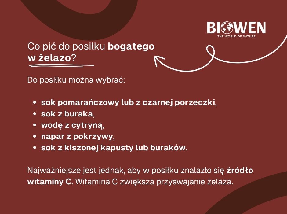 Co pić do posiłku bogatego w żelazo - infografika