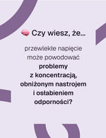 Infografika z tekstem o skutkach przewlekłego napięcia.