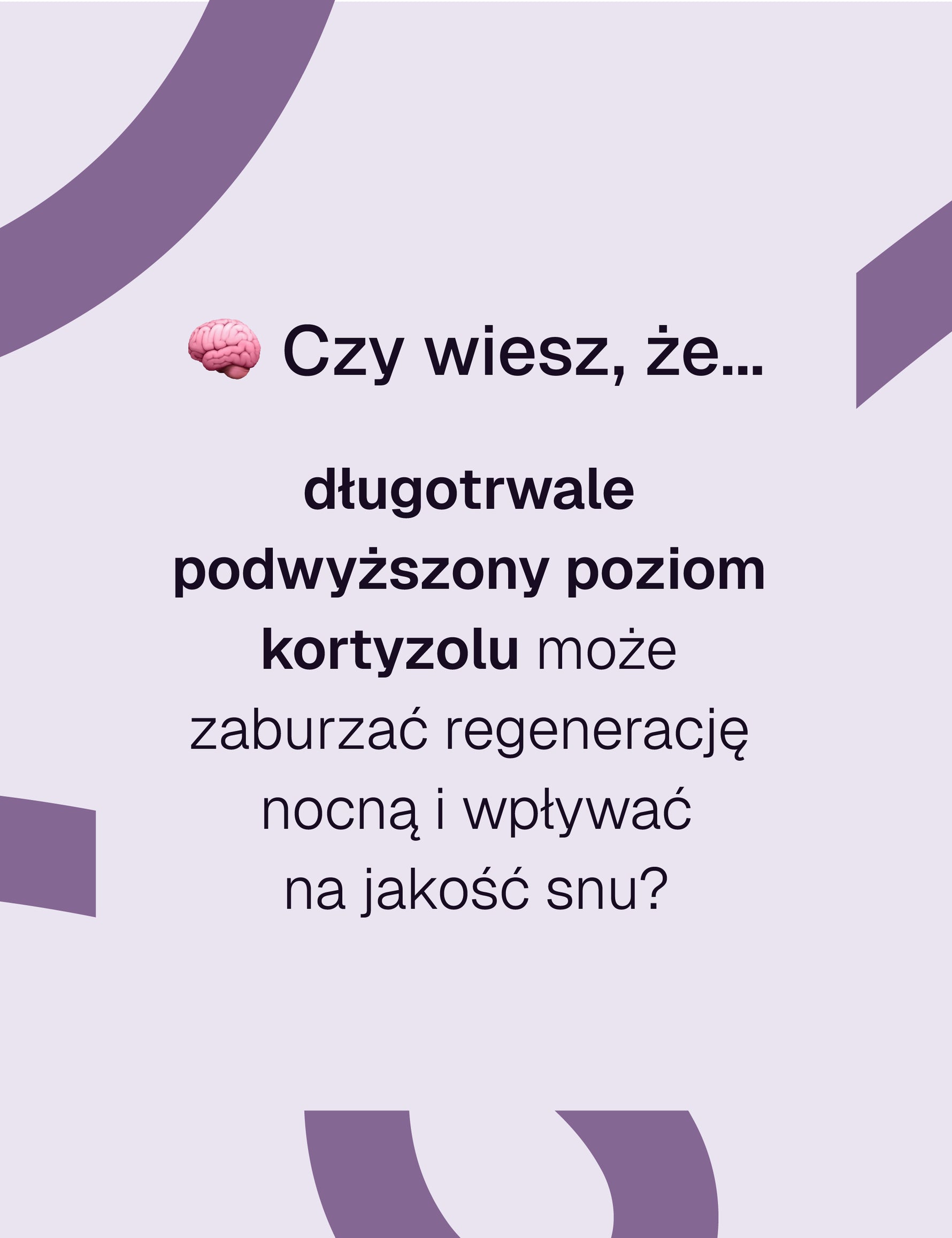 Infografika z tekstem o wpływie podwyższonego kortyzolu na regenerację nocną