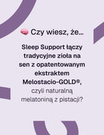 Infografika z tekstem o składzie Sleep Support Biowen