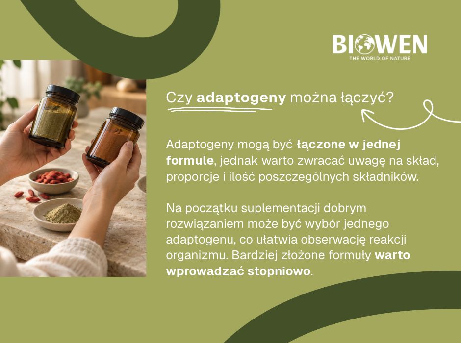 Czy adaptogeny można łączyć - infografika