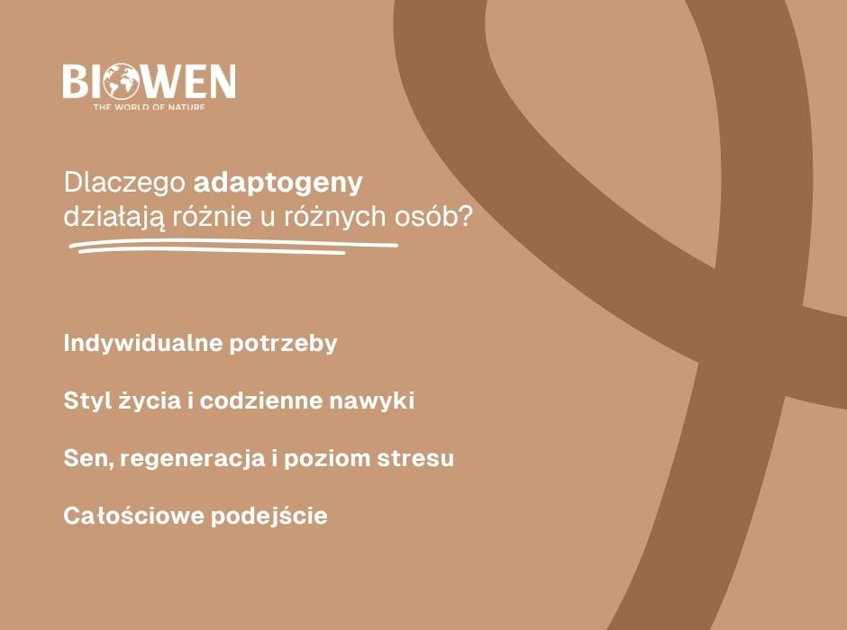 Dlaczego adaptogeny działają różnie u różnych osób - infografika
