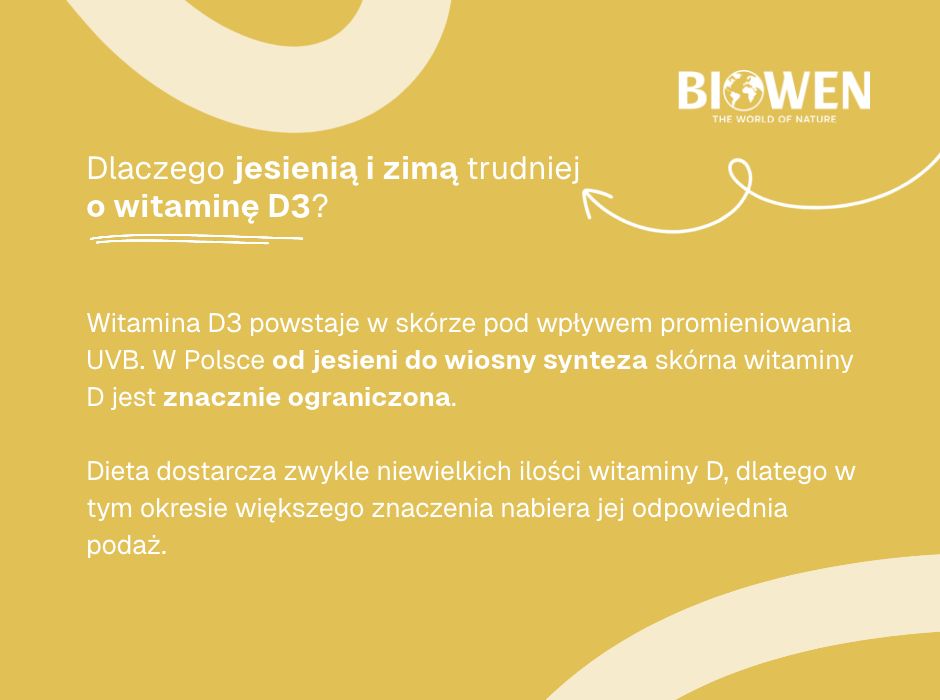 Dlaczego jesienią i zimą trudniej  o witaminę D3 - infografika