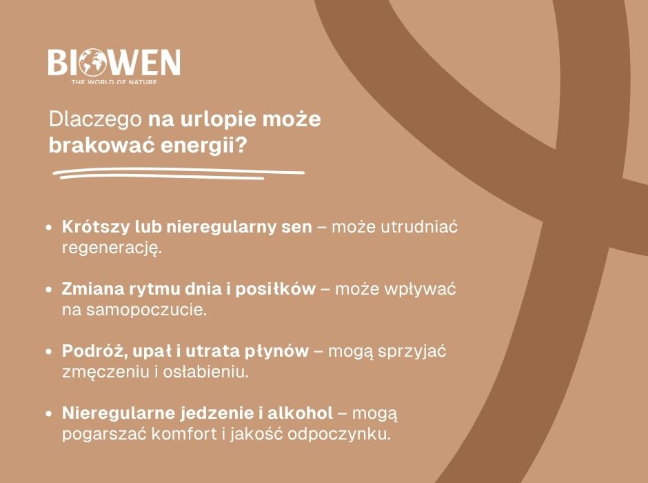 Dlaczego na urlopie może brakować energii - infografika
