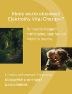 Infografika Biowen Vital Charge+ 250 g z opisem zastosowania dla energii i nawodnienia