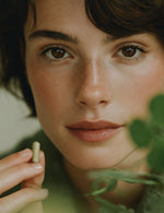 Zbliżenie osoby trzymającej kapsułkę suplementu diety Biowen Gotu Kola