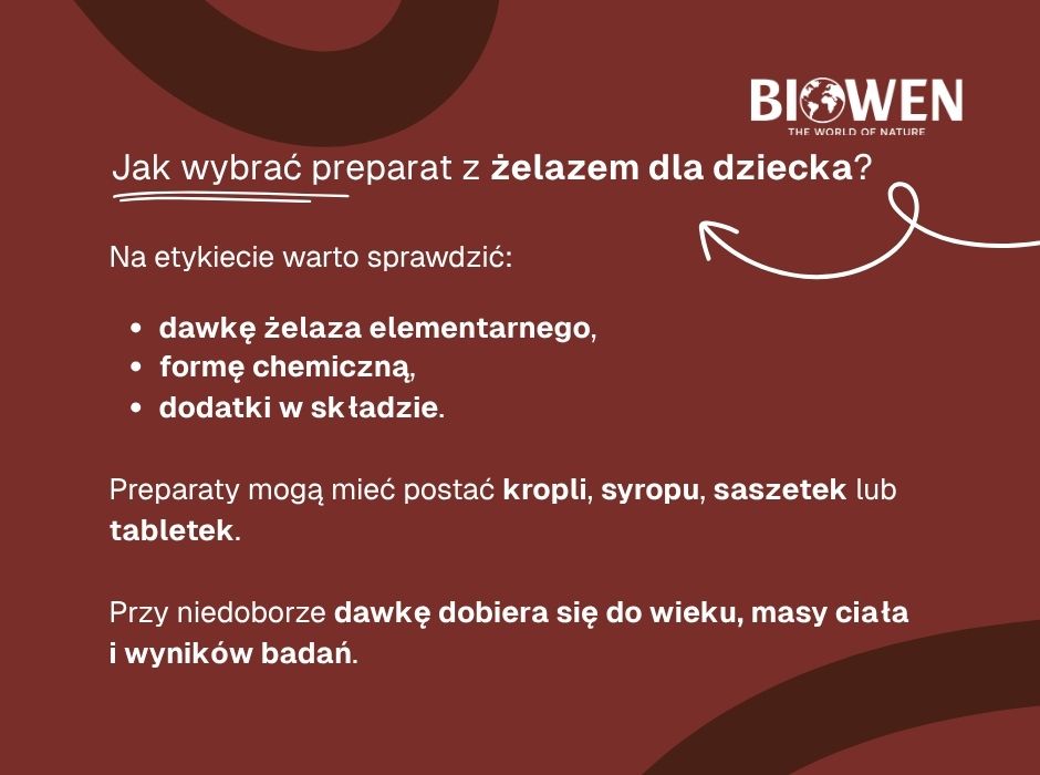 Jak wybrać preparat z żelazem dla dziecka - infografika