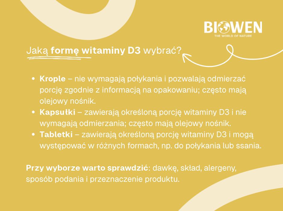 Jaką formę witaminy D3 wybrać - infografika