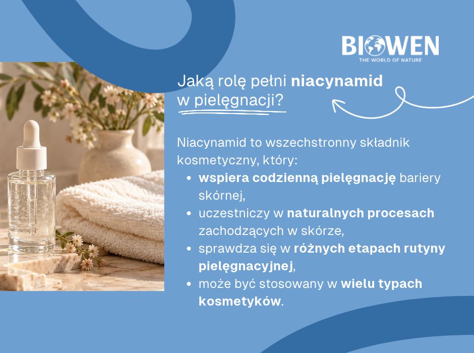 Jaką rolę pełni niacynamid w pielęgnacji - infografika