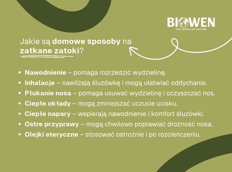 Jakie są domowe sposoby na zatkane zatoki - infografika
