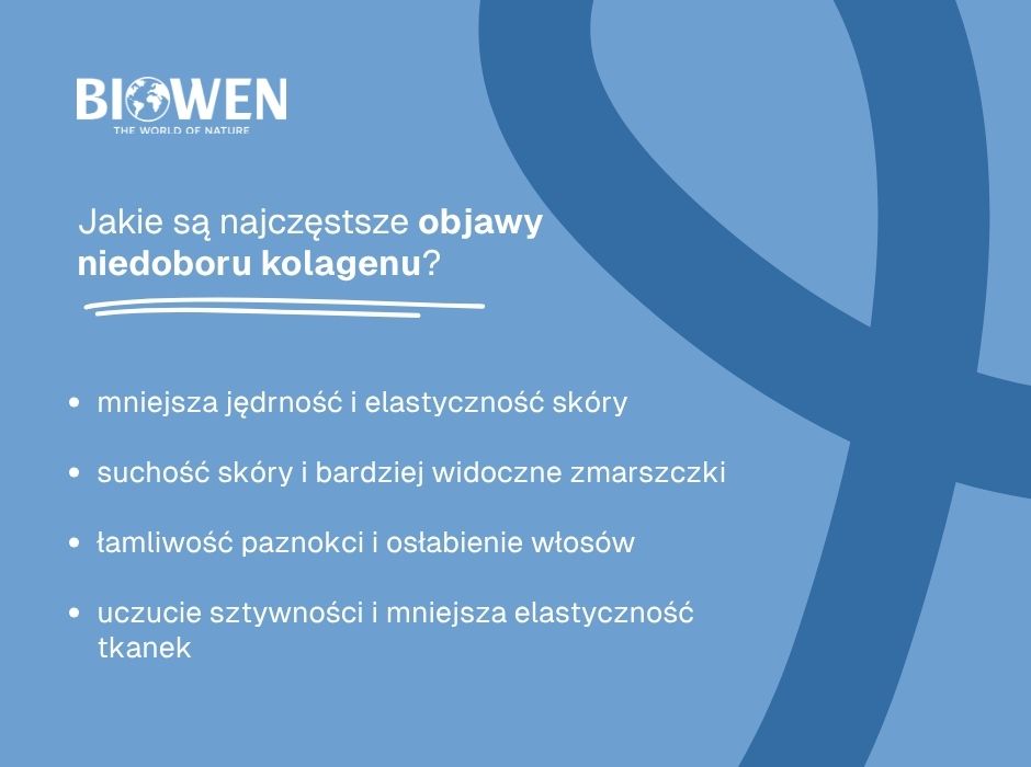 Jakie są najczęstsze objawy niedoboru kolagenu - infografika