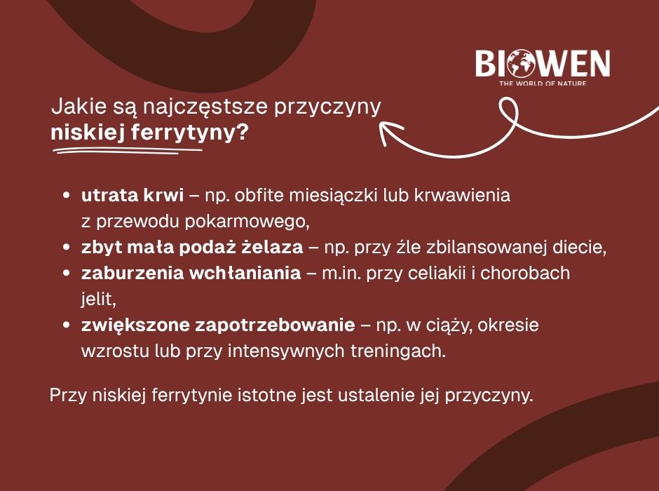 Jakie są najczęstsze przyczyny niskiej ferrytyny - infografika