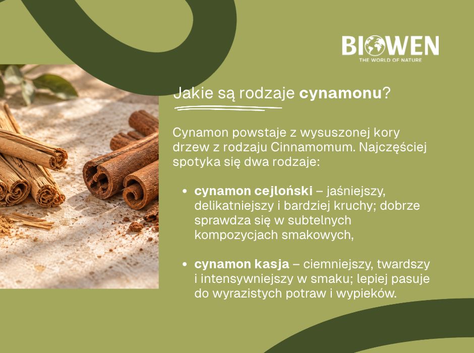 Jakie są rodzaje cynamonu - infografika