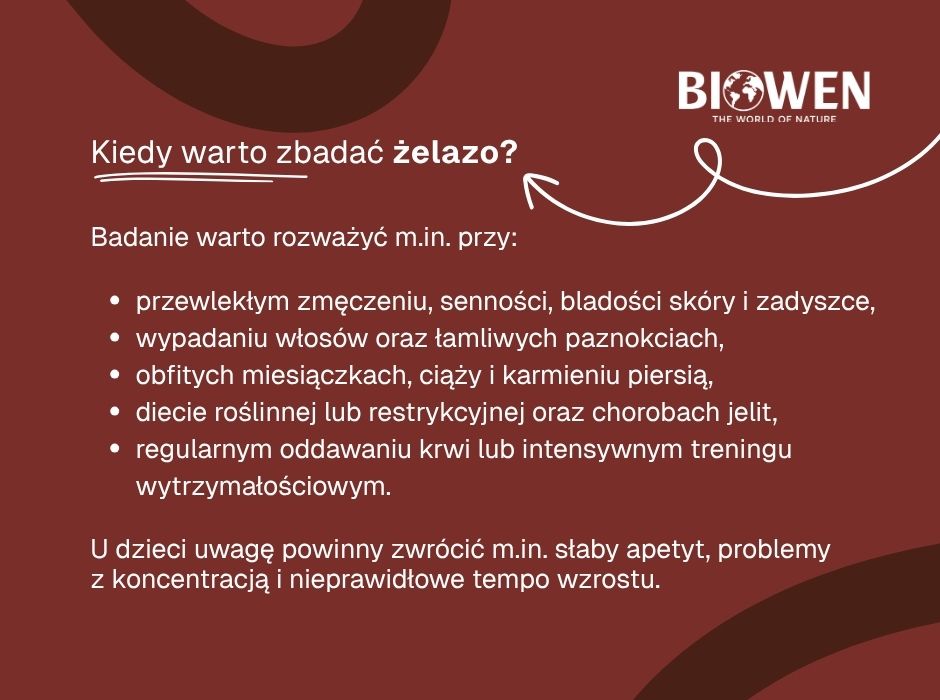 Kiedy warto zbadać żelazo - infografika