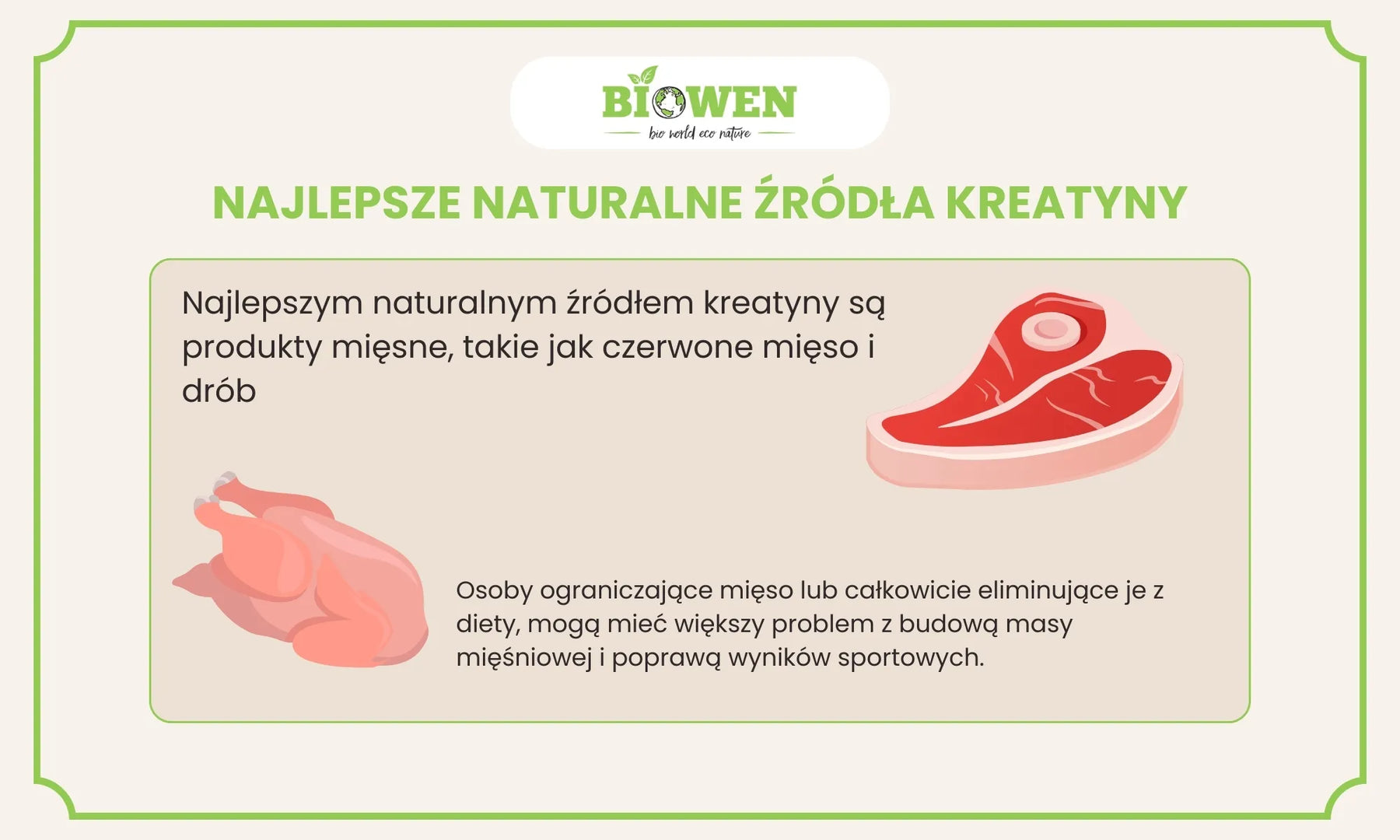 Naturalne źródła kreatyny - infografika