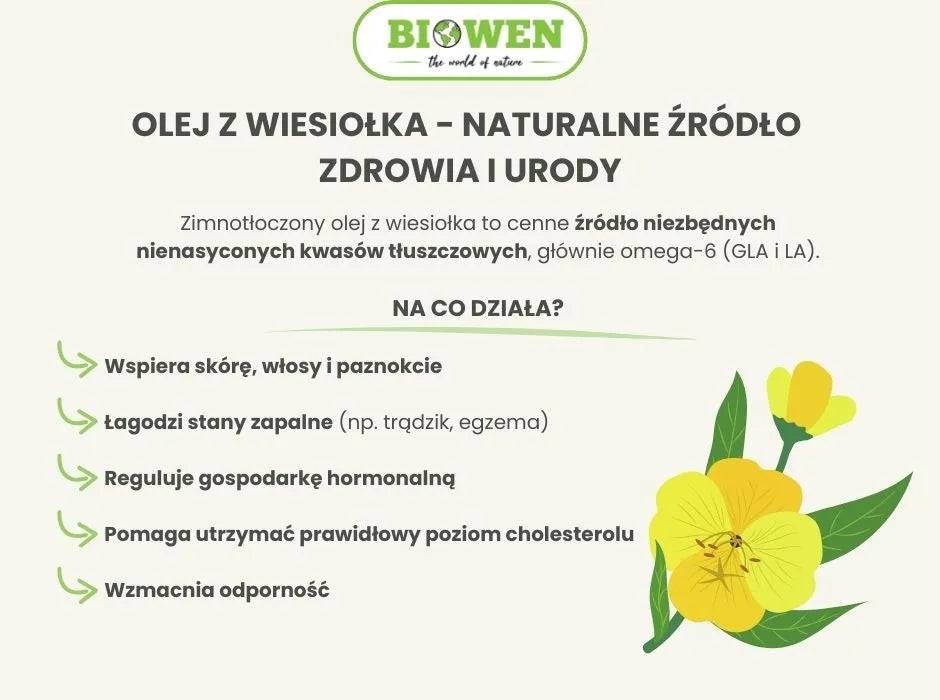 Olej z wiesiołka-naturalne źródło zdrowia i urody - infografika