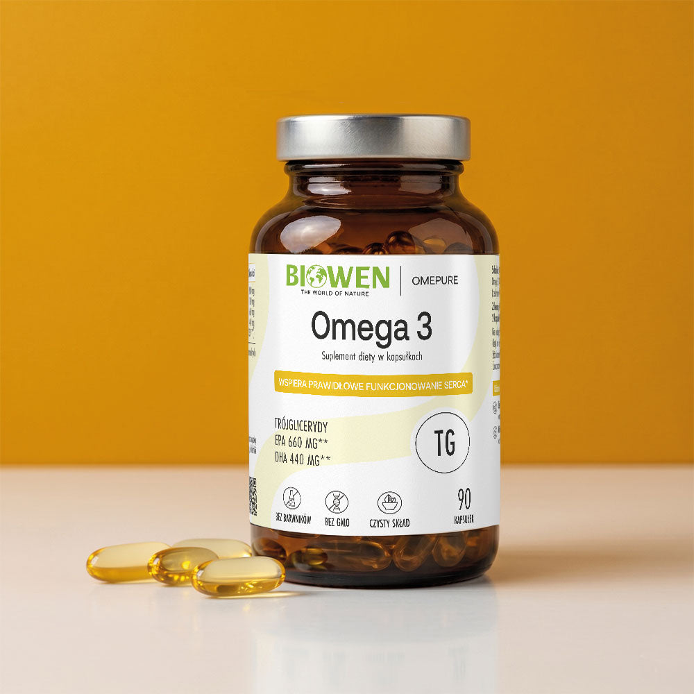 Omega 3 Biowen – 90 kapsułek z olejem rybim w formie trójglicerydów