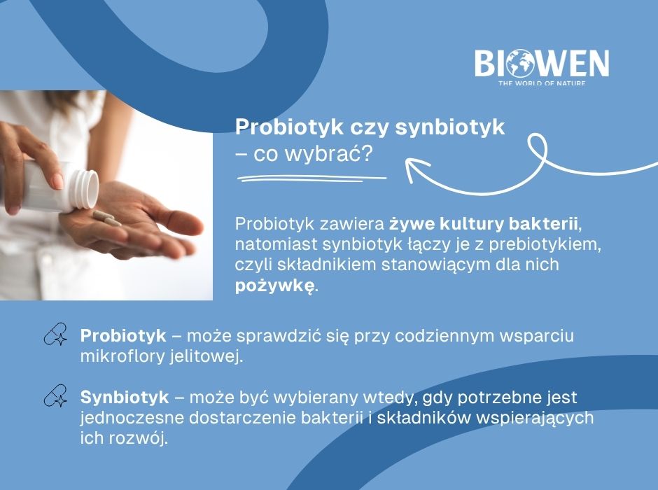Probiotyk czy synbiotyk–co wybrać - infografika