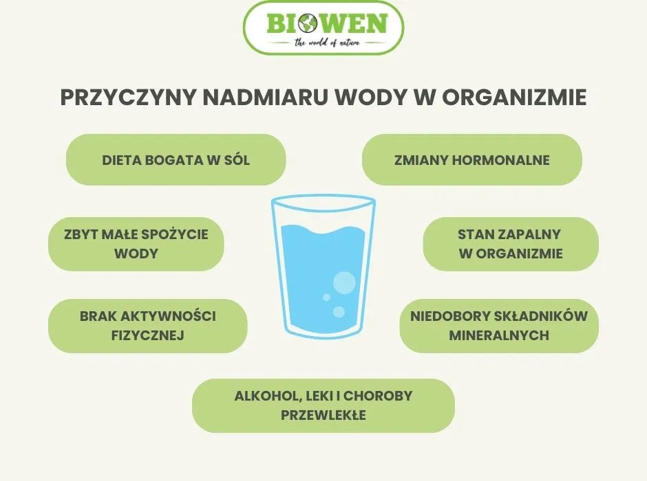 Przyczyny nadmiaru wody w organizmie - infografika