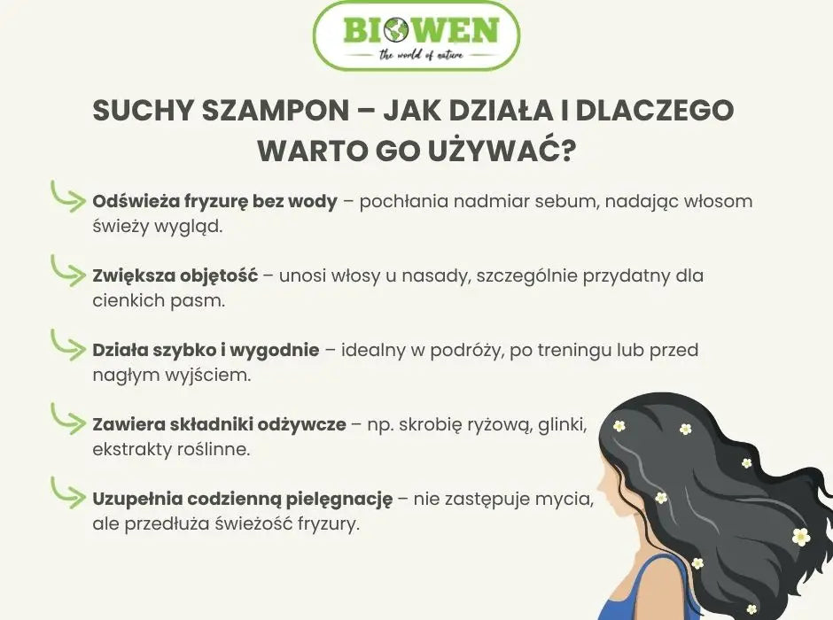 Suchy szampon–jak działa i dlaczego warto go używać - infografika