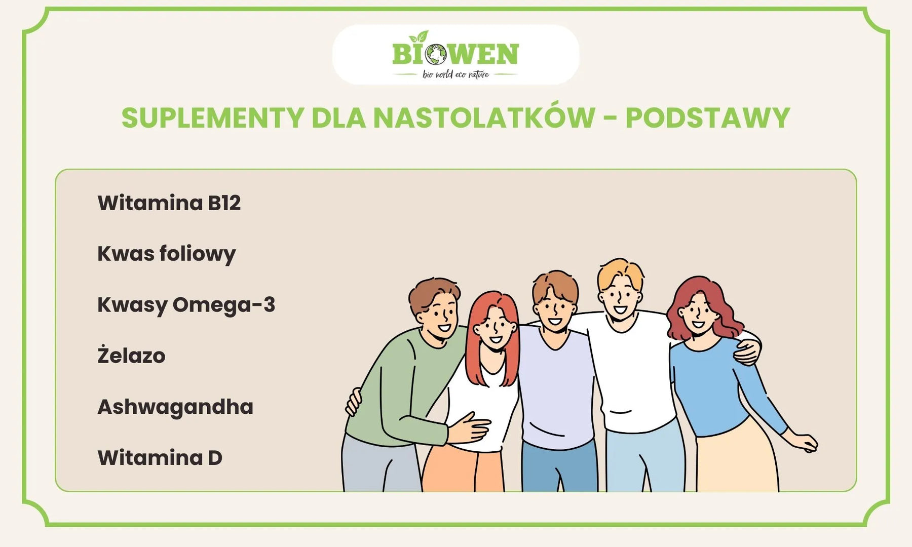 Suplementy dla nastolatków - infografika