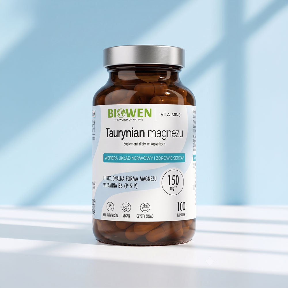 Taurynian magnezu + Witamina B6 Biowen 100 kapsułek