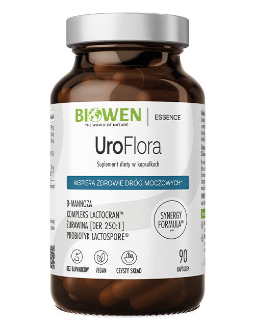 Biowen UroFlora – suplement diety na drogi moczowe z D-mannozą, żurawiną i probiotykiem, 90 kapsułek