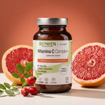 Witamina C Complex+ Biowen, suplement diety w proszku 150 g z dziką różą, ekstraktem z grejpfruta, bioflawonoidami i rutyną.