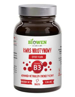 Opakowanie suplementu diety Niacyna (witamina B3) Biowen Proszek 120 g.