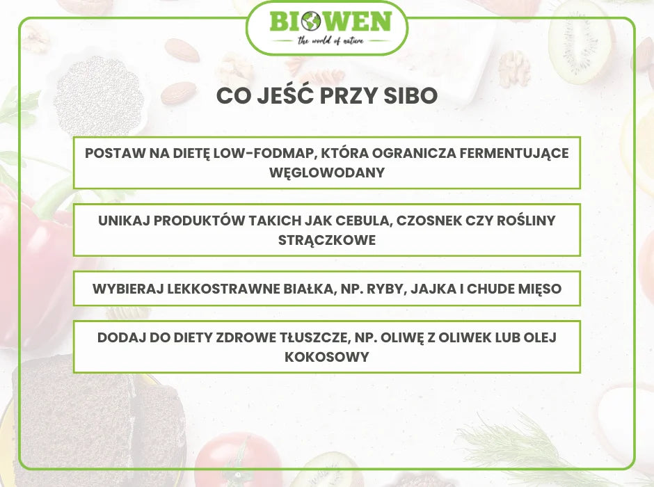 Co jeść przy SIBO? - infografika