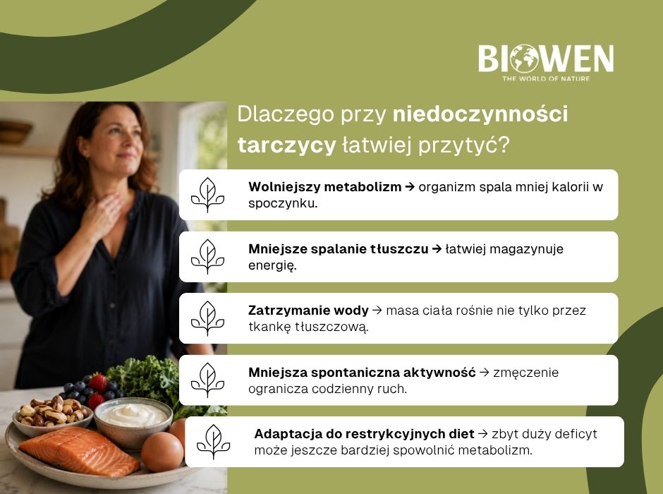 Dlaczego przy niedoczynności tarczycy łatwiej przytyć? - infografika