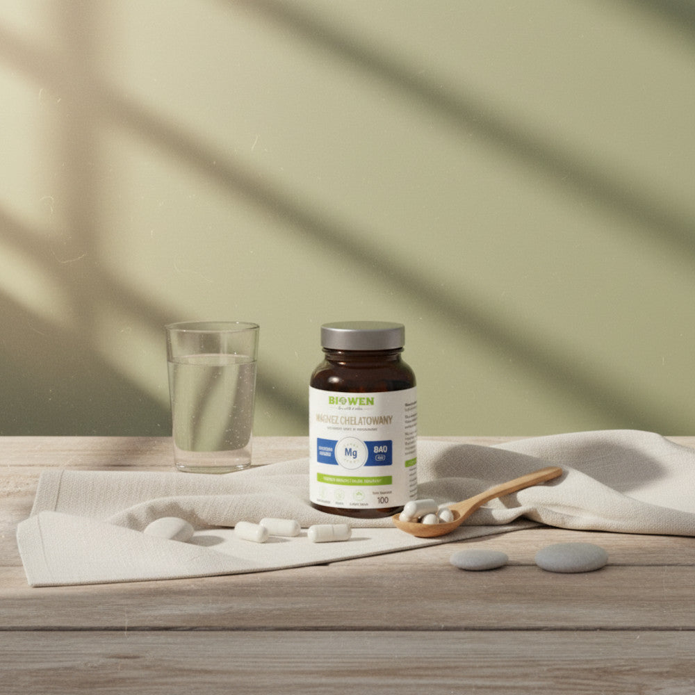 magnez chelatowany biowen w słoiku gotowy do suplementacji