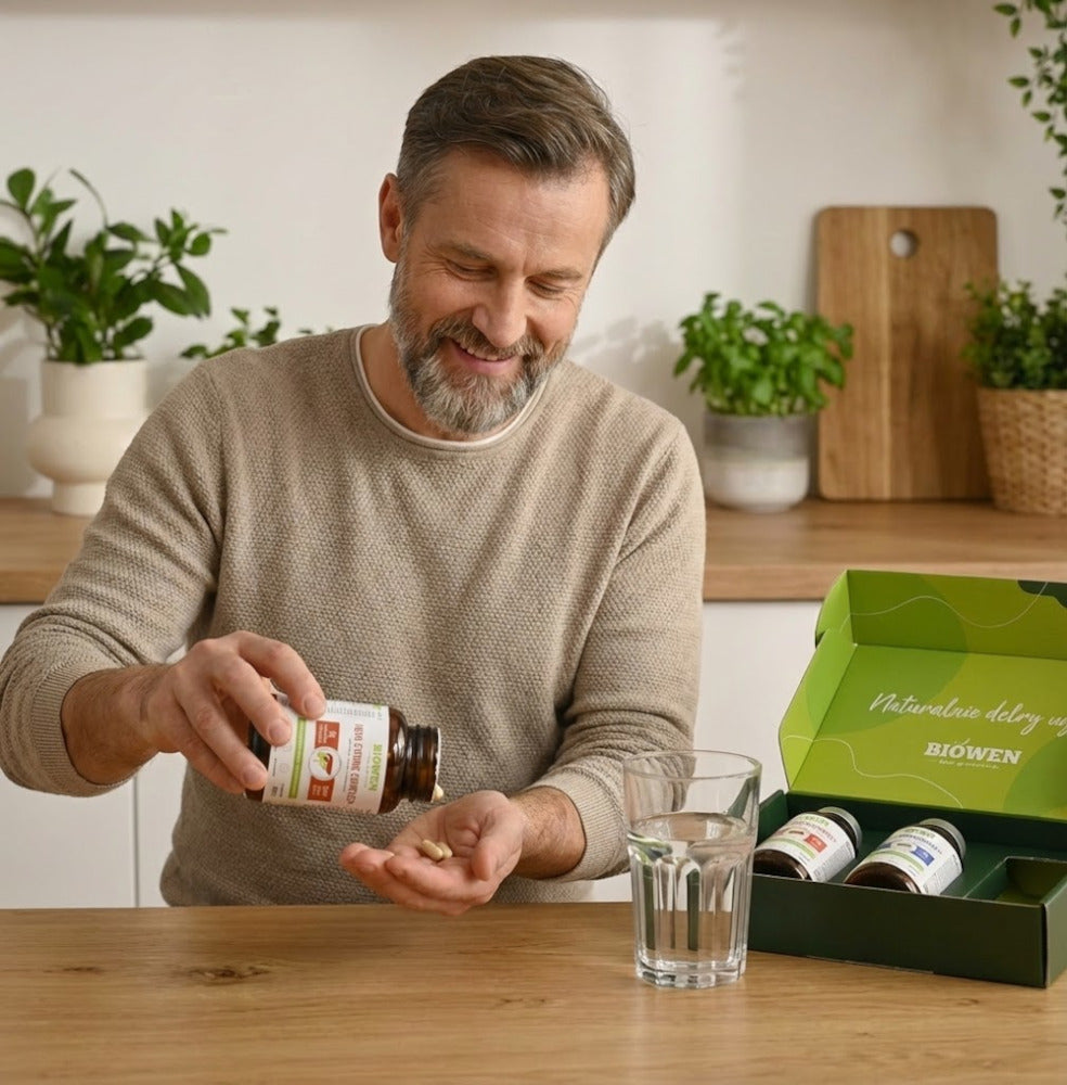 Mężczyzna podczas suplementacji zestaw dla taty biowen