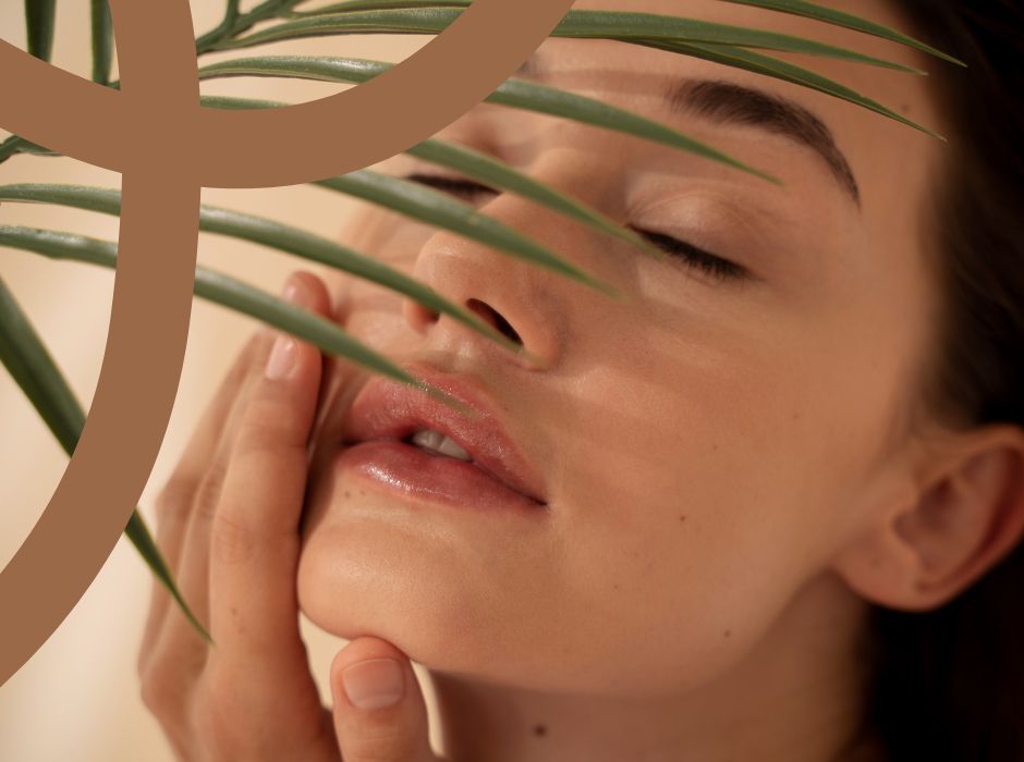 Kobieta z naturalnie rozświetloną cerą i efektem glow na twarzy w delikatnym świetle.