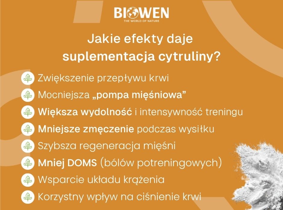Efekty stosowania cytrulicy - infografika