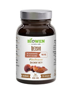 Suplement Biowen Reishi 90 kapsułek w brązowym słoiczku z etykietą BioPerine
