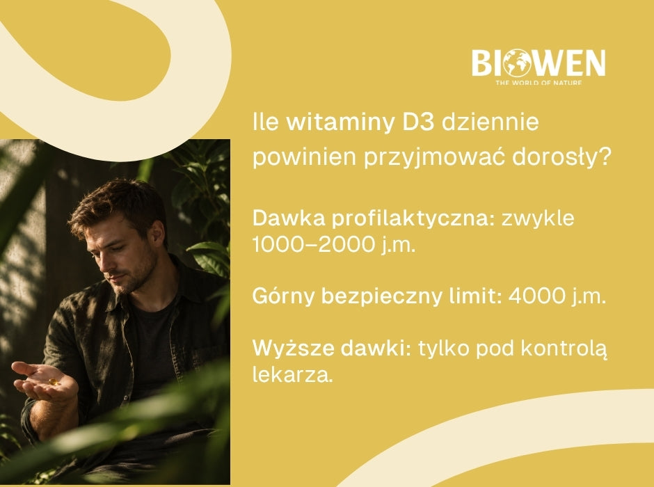 Ile witaminy D3 dziennie powinien przyjmować dorosły? - infografika