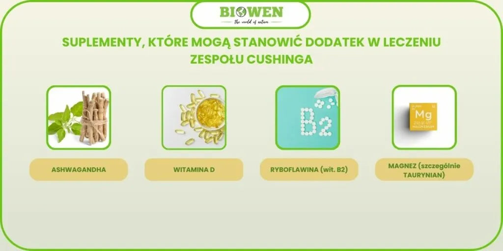 naturalne metody wspierające leczenie zespołu Cushinga suplementami infografika