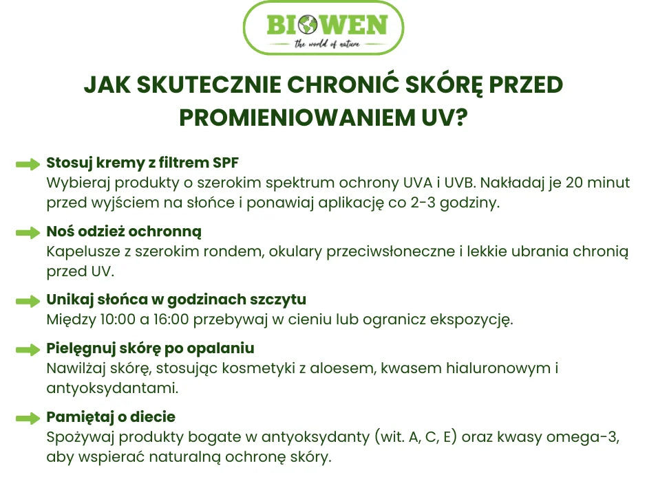 Jak skutecznie chronic skórę przed promieniowaniem UV? - infografika