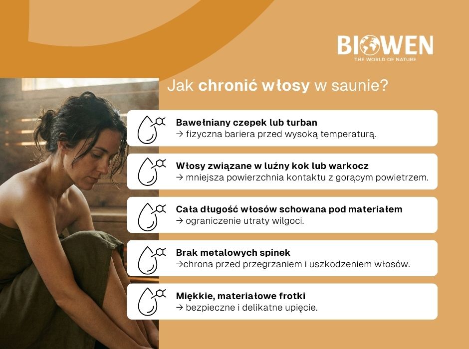 Jak chronić włosy w saunie - infografika