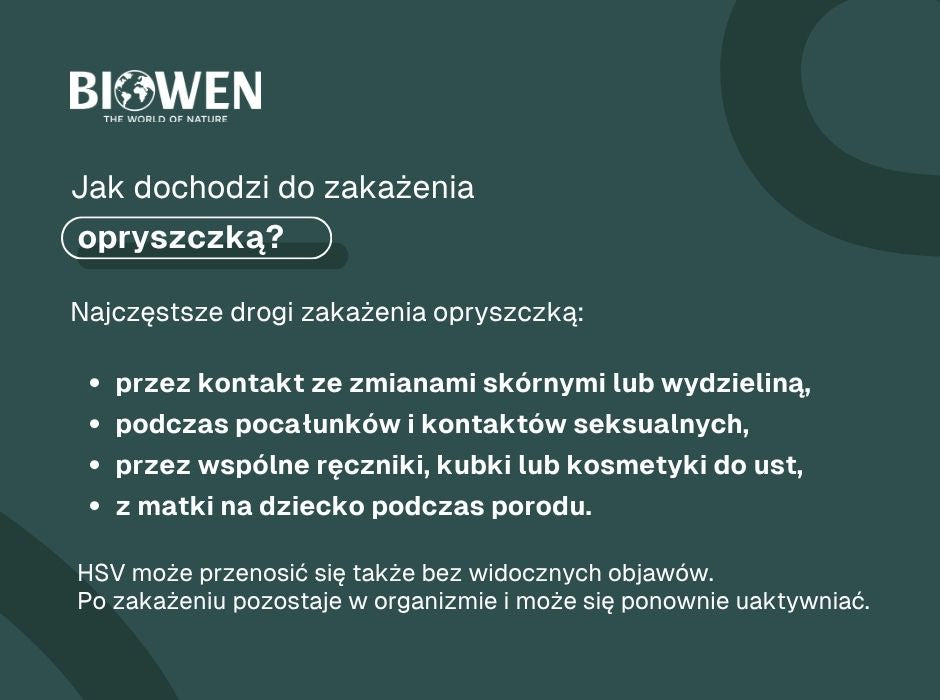 Jak dochodzi do zakażenia opryszczką? - infografika