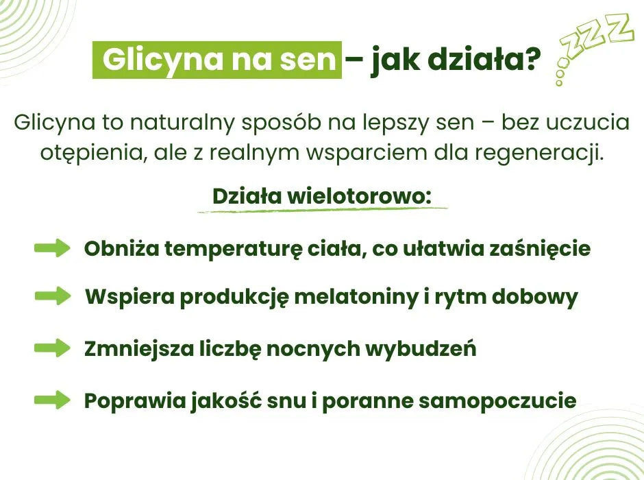 Jak działa glicyna na sen? - infografika