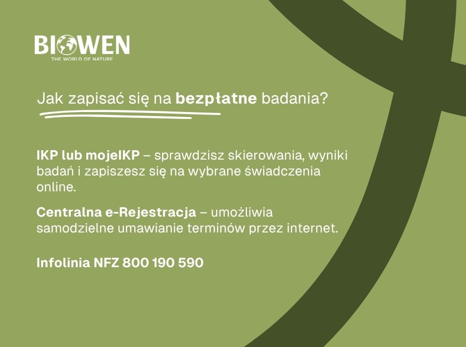 Jak zapisać się na bezpłatne badania? - infografika