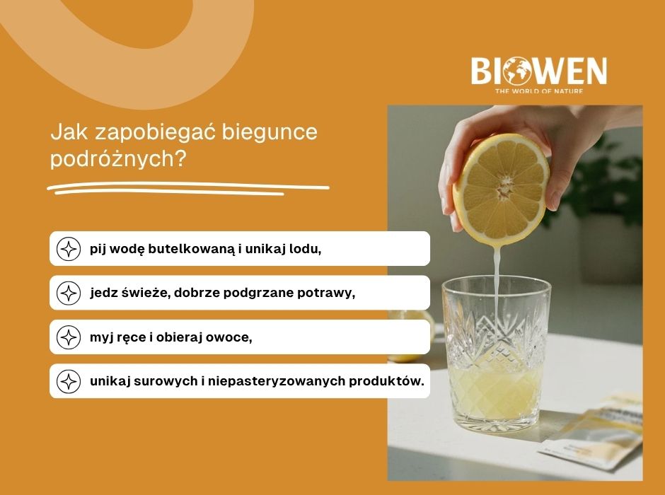 Jak zapobiegać biegunce podróżnych? - infografika