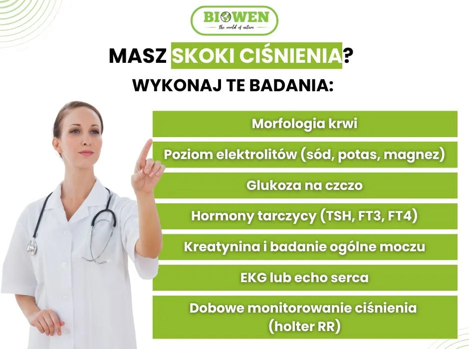 Jakie badania przy skokach ciśnienia? - infografika